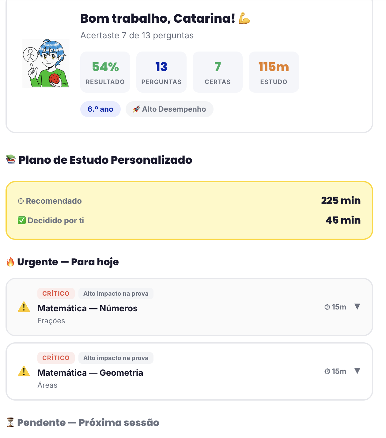 Aluno a preparar provas